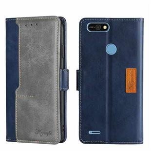 For Tecno Pop 2/Pop 2 F/Pop 2 Pro/Pop 2 Power/Itel P13 Contrast Color Side Buckle Leather Phone Case(Blue + Grey)