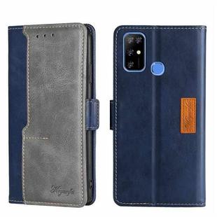 For Doogee X96 Pro Contrast Color Side Buckle Leather Phone Case(Blue + Grey)