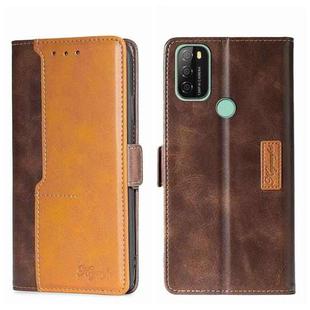 For Blackview A70 Contrast Color Side Buckle Leather Phone Case(Dark Brown + Gold)