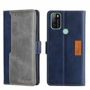 For Blackview A70 Contrast Color Side Buckle Leather Phone Case(Blue + Grey)