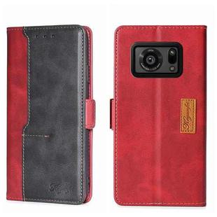 For Sharp Aquos R6 Contrast Color Side Buckle Leather Phone Case(Red + Black)