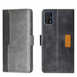 For UMIDIGI A11 Pro Max Contrast Color Side Buckle Leather Phone Case(Black + Grey)