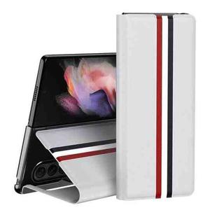 For Samsung Galaxy Z Fold4 Lychee Texture PU Card Slot Leather Case with Holder(White)
