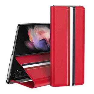 For Samsung Galaxy Z Fold4 Lychee Texture PU Card Slot Leather Case with Holder(Red)