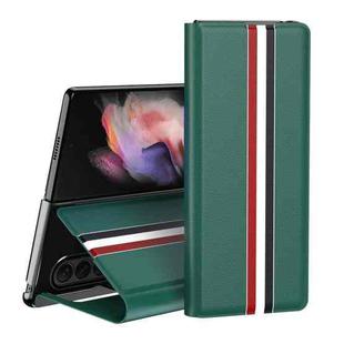 For Samsung Galaxy Z Fold4 Lychee Texture PU Card Slot Leather Case with Holder(Green)