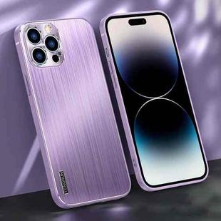 For iPhone 14 Pro Brushed Texture Shockproof Phone Case(Light Purple)