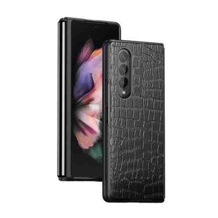 For Samsung Galaxy Z Fold4 Crocodile Texture Leather Folding Protective Case(Black)