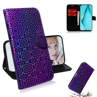 For Huawei P40 lite Solid Color Colorful Magnetic Buckle Horizontal Flip PU Leather Case with Holder & Card Slots & Wallet & Lanyard(Purple)