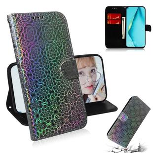 For Huawei P40 lite Solid Color Colorful Magnetic Buckle Horizontal Flip PU Leather Case with Holder & Card Slots & Wallet & Lanyard(Silver)