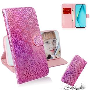 For Huawei P40 lite Solid Color Colorful Magnetic Buckle Horizontal Flip PU Leather Case with Holder & Card Slots & Wallet & Lanyard(Pink)