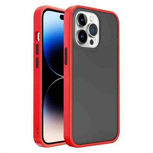 For iPhone 14 Pro Translucent Skin Feel Frosted Phone Case(Red+Black)