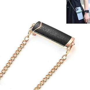 1.2M Alloy PU Mobile Phone Back Clip Chain for Phone Width 66mm-89mm(Black + Gold)