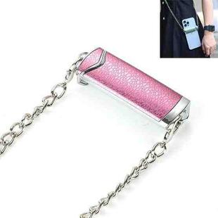 1.2M Alloy PU Mobile Phone Back Clip Chain for Phone Width 66mm-89mm(Pink + Silver)