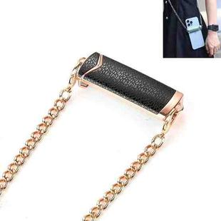 1.3M Alloy PU Mobile Phone Back Clip Chain for Phone Width 66mm-89mm(Black + Gold)