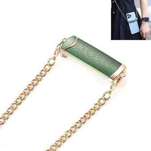 1.3M Alloy PU Mobile Phone Back Clip Chain for Phone Width 66mm-89mm(Green + Gold)