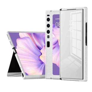 For Huawei Mate Xs 2 Side Frame Stick Leather Magnetic Phone Case(Litchi Texture White)