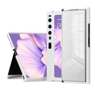 For Huawei Mate Xs 2 Side Frame Stick Leather Magnetic Phone Case(Cross Texture White)