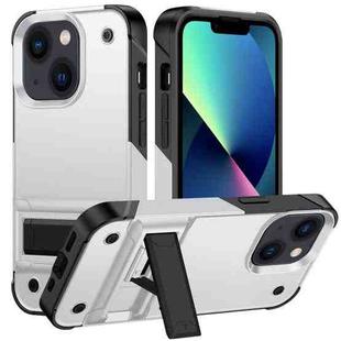 For iPhone 14 PC + TPU Shockproof Phone Case with Holder (White+Black)