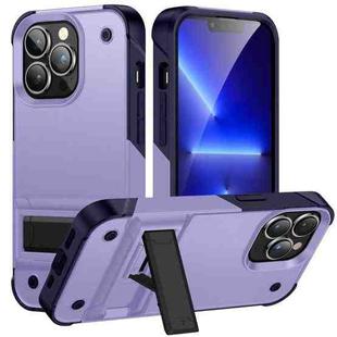 PC + TPU Shockproof Phone Case with Holder For iPhone 14 Pro Max(Light Purple+Sapphire Blue)