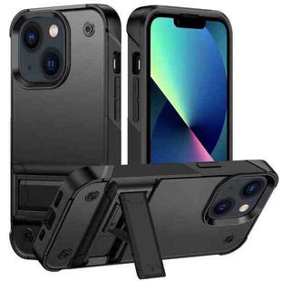 PC + TPU Shockproof Phone Case with Holder For iPhone 14 Max(Black+Black)