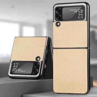For Samsung Galaxy Z Flip4 Fiber Texture Fold Shockproof Phone Case(Khaki)