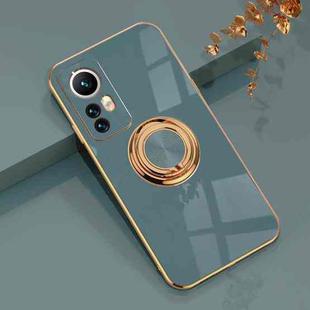 For Xiaomi 12 Lite 6D Electroplating Full Coverage Silicone Phone Case with Magnetic Ring Holder(Grey)