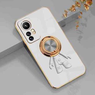 For Xiaomi 12 Lite 6D Electroplating Astronaut Ring Kickstand Phone Case(White)