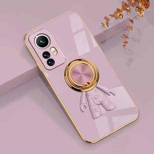 For Xiaomi 12 Lite 6D Electroplating Astronaut Ring Kickstand Phone Case(Light Purple)