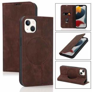 For iPhone 13 mini Wireless Charging Magsafe Leather Phone Case (Brown)