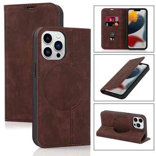 For iPhone 13 Pro Max Wireless Charging Magsafe Leather Phone Case (Brown)