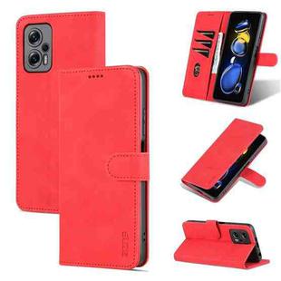 For Xiaomi Redmi Note 11T Pro/POCO X4 GT AZNS Skin Feel Calf Texture Flip Leather Phone Case(Red)