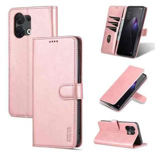 For OPPO Reno8 AZNS Skin Feel Calf Texture Flip Leather Phone Case(Rose Gold)