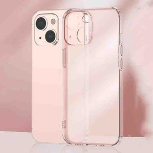 For iPhone 14 Frosted TPU + Glass Phone Case (Transparent Pink)