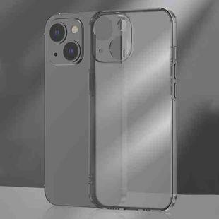 For iPhone 14 Plus Frosted TPU + Glass Phone Case (Transparent Black)