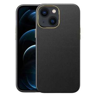 For iPhone 14 Electroplating Skin Texture PC + TPU Phone Case (Black)