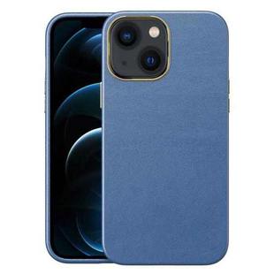 For iPhone 14 Plus Electroplating Skin Texture PC + TPU Phone Case (Sapphire Blue)