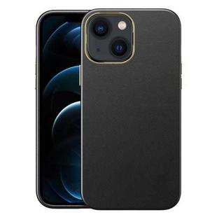 For iPhone 14 Plus Electroplating Skin Texture PC + TPU Phone Case (Black)