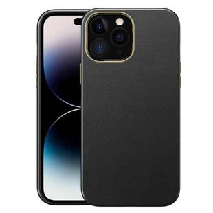 For iPhone 14 Pro Electroplating Skin Texture PC + TPU Phone Case(Black)