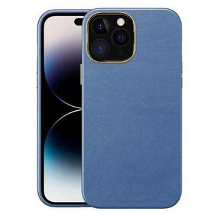 For iPhone 14 Pro Max Electroplating Skin Texture PC + TPU Phone Case (Sapphire Blue)