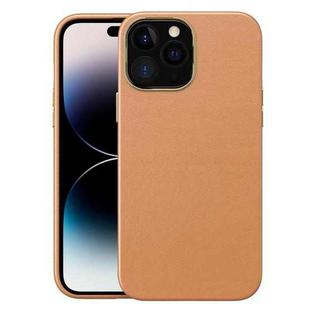 For iPhone 14 Pro Max Electroplating Skin Texture PC + TPU Phone Case (Yellow Brown)