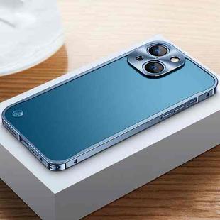 For iPhone 14 Plus Metal Frame + Frosted PC Phone Case (Blue)