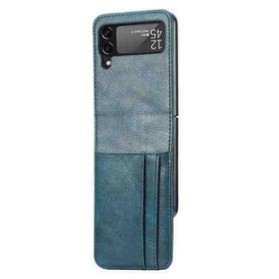For Samsung Galaxy Z Flip4 5G Vertical Flip Card Slot Leather Phone Case(Cyan Blue)