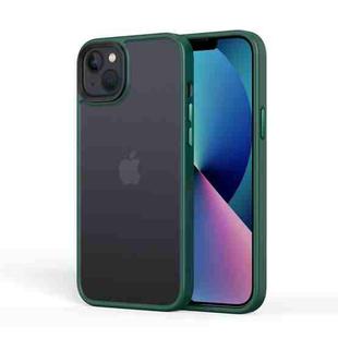 For iPhone 14 Plus Frosted Back Shockproof Phone Case (Deep Green)
