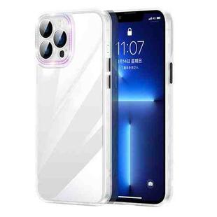 For iPhone 13 Pro Max Prismatic Edge Transparent Diamond Phone Case (White)