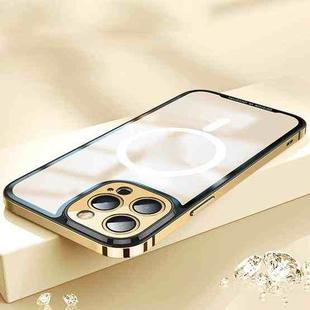 For iPhone 14 Pro Max AG Frosted PC + Metal Frame MagSafe Phone Case (Gold)