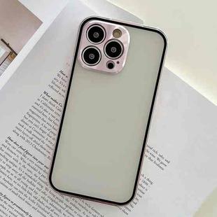For iPhone 14 Plus Aluminum Alloy Buckle Double-sided Glass Phone Case (Rose Pink)