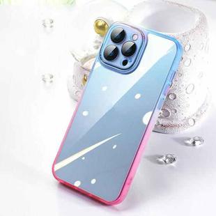 For iPhone 12 Pro Gradient Diamond Frame Phone Case(Blue Pink)