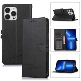 Cross Texture Horizontal Flip Leather Phone Case For iPhone 14 Pro Max(Black)