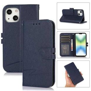 Cross Texture Horizontal Flip Leather Phone Case For iPhone 14 Pro(Dark Blue)