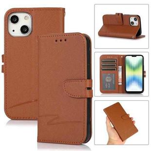 Cross Texture Horizontal Flip Leather Phone Case For iPhone 14 Pro(Brown)